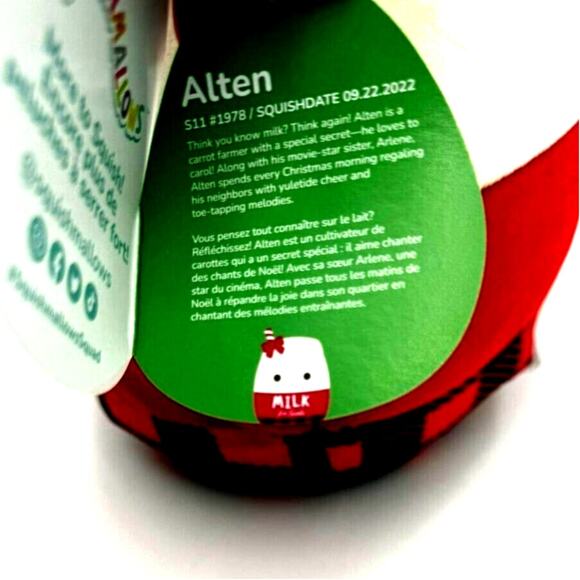 RARE Squishmallows 14” Alten Milk For Santa NWT 2023 Christmas Squad Pillow Toy - Picture 4 of 6